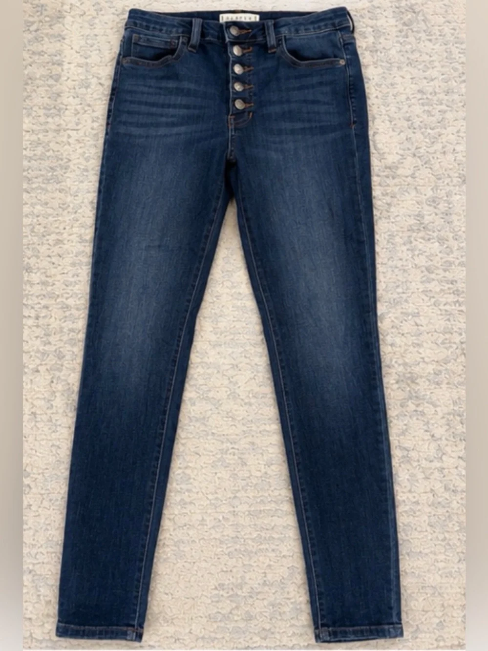 Harper Heritage NWOT High Rise Button Fly Skinny Jeans Dark Wash Size 27 - Picture 2 of 4